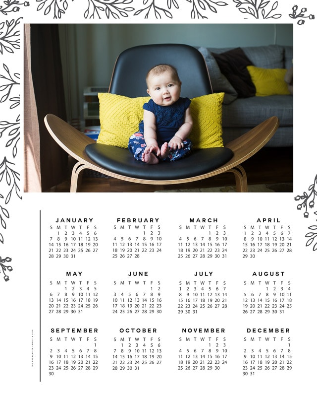 Calendar template used for client gifts by Julie Kubal Photography.