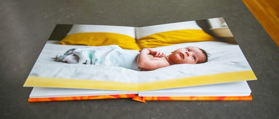 example of double page spread of single image in signature heirloom album