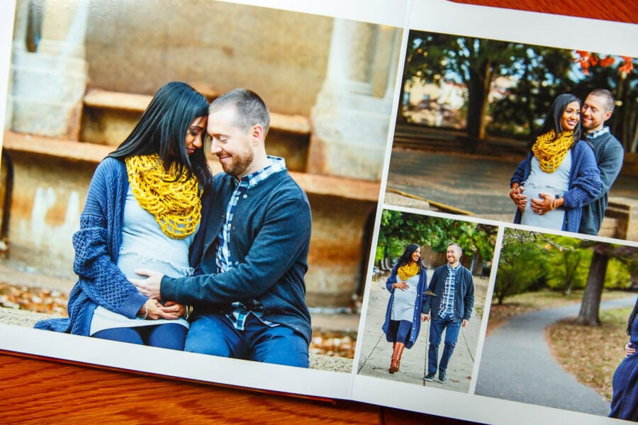 double page spread design with multiple images in signature heirloom album