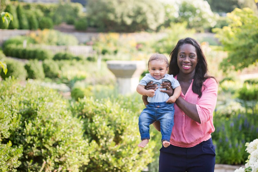 Young boy for Mother & Child Photo Session at Bishop's Garden at National Cathedral